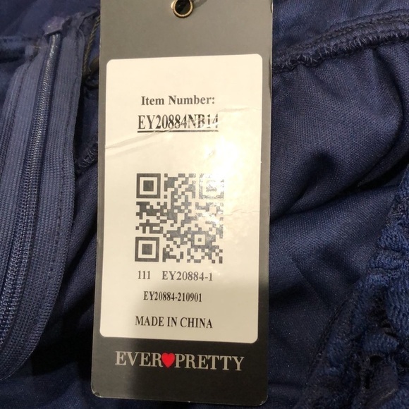 NWT Everpretty Gown Formal Maxi Dress Size 3XL Navy Blue Floral Lace - Picture 9 of 10